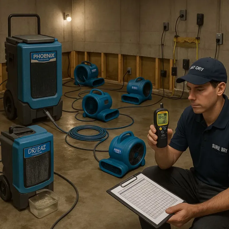 Structural Drying and Dehumidification process in Vandenberg Air Force Base, CA